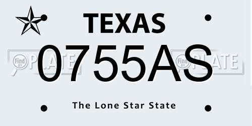 0755AS Texas License Plate