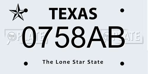 0758AB Texas License Plate