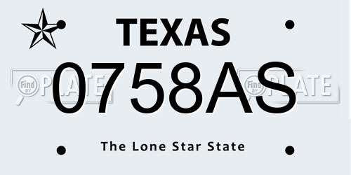 0758AS Texas License Plate