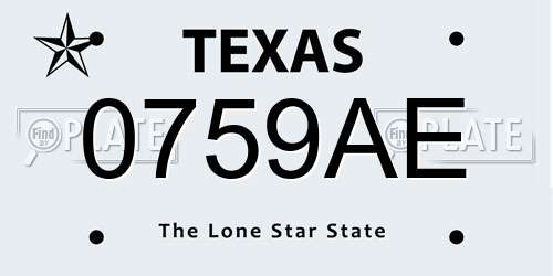 0759AE Texas License Plate