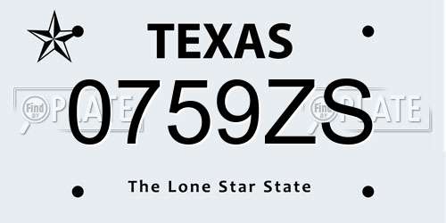 0759ZS Texas License Plate
