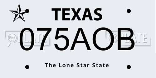 075AOB Texas License Plate