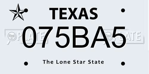 075BA5 Texas License Plate