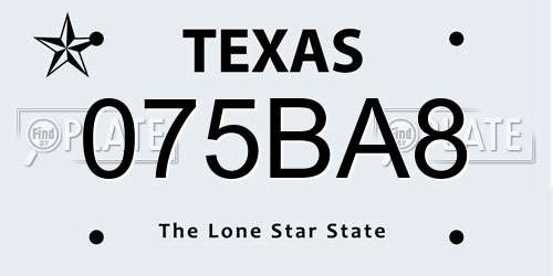 075BA8 Texas License Plate