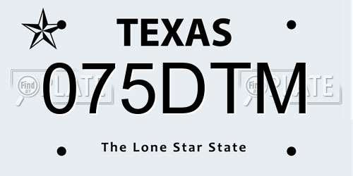 075DTM Texas License Plate