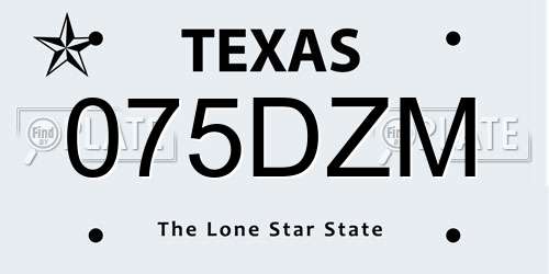 075DZM Texas License Plate