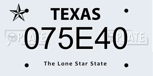 075E40 Texas License Plate