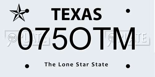 075OTM Texas License Plate