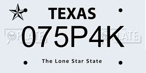 075P4K Texas License Plate