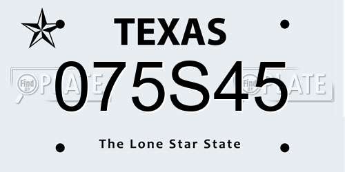 075S45 Texas License Plate