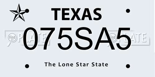 075SA5 Texas License Plate