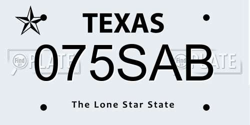 075SAB Texas License Plate