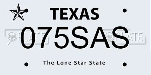 075SAS Texas License Plate