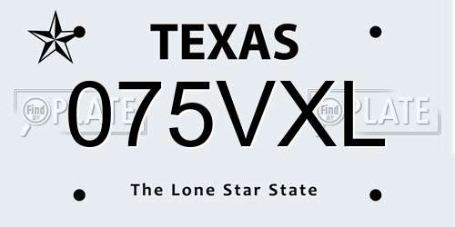 075VXL Texas License Plate