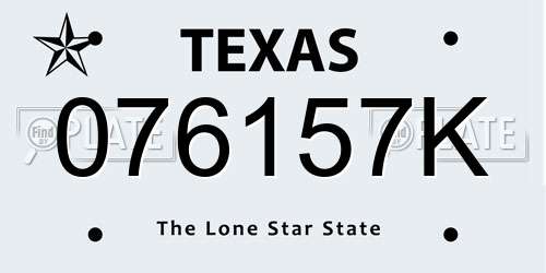 076157K Texas License Plate