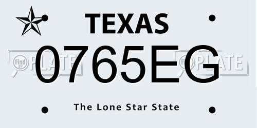 0765EG Texas License Plate