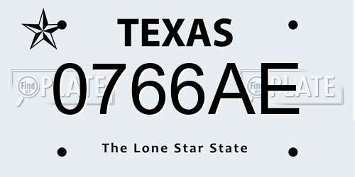 0766AE Texas License Plate
