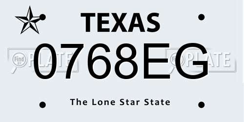0768EG Texas License Plate
