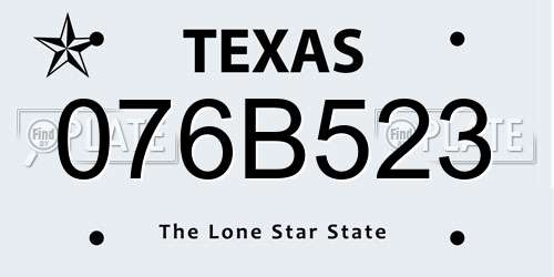 076B523 Texas License Plate
