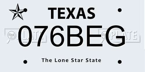 076BEG Texas License Plate