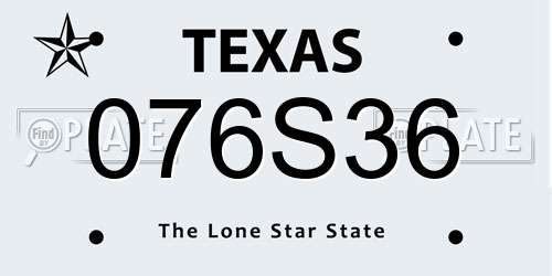 076S36 Texas License Plate