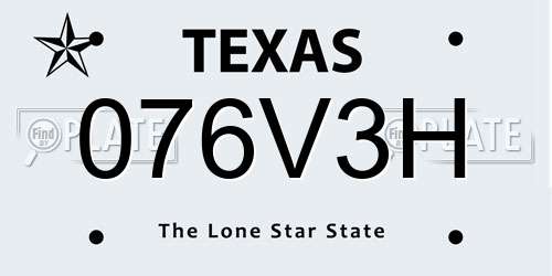 076V3H Texas License Plate