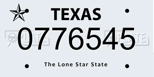 0776545 Texas License Plate