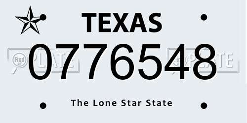0776548 Texas License Plate