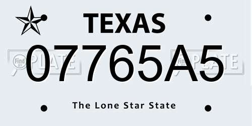 07765A5 Texas License Plate