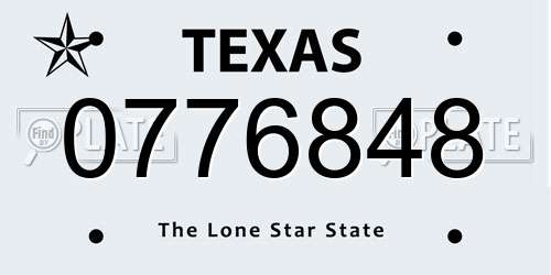 0776848 Texas License Plate