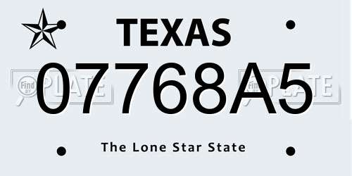 07768A5 Texas License Plate