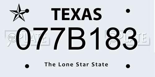 077B183 Texas License Plate