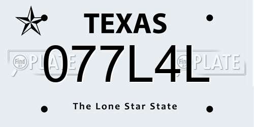 077L4L Texas License Plate