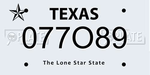 077O89 Texas License Plate