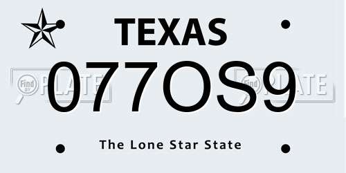 077OS9 Texas License Plate