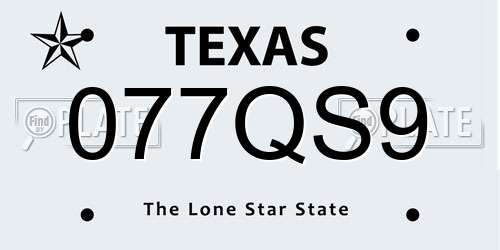 077QS9 Texas License Plate
