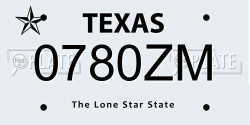 0780ZM Texas License Plate