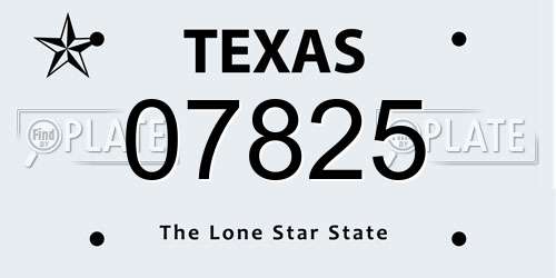 07825 Texas License Plate