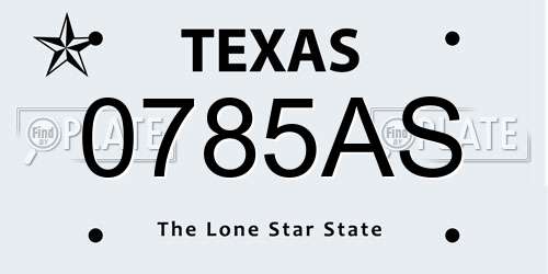 0785AS Texas License Plate