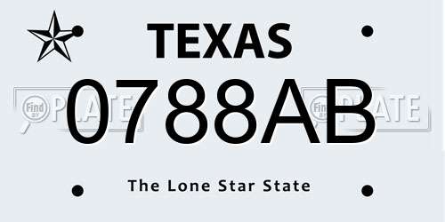 0788AB Texas License Plate