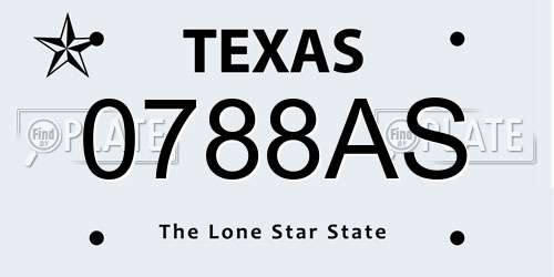 0788AS Texas License Plate