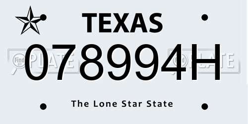 078994H Texas License Plate