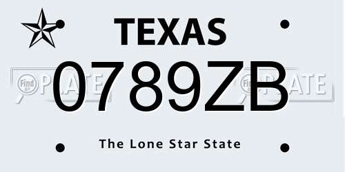 0789ZB Texas License Plate