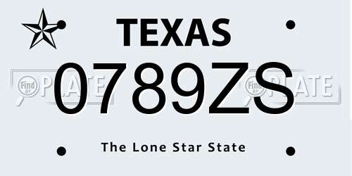 0789ZS Texas License Plate