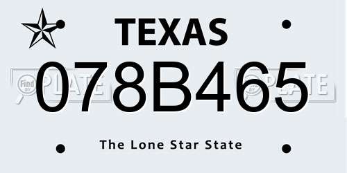 078B465 Texas License Plate
