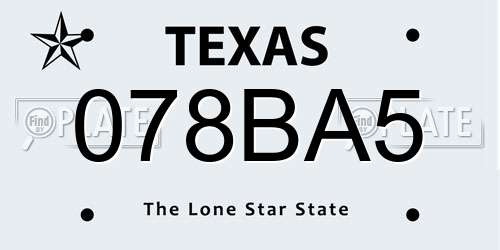 078BA5 Texas License Plate