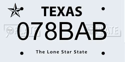 078BAB Texas License Plate