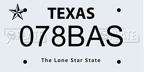 078BAS Texas License Plate