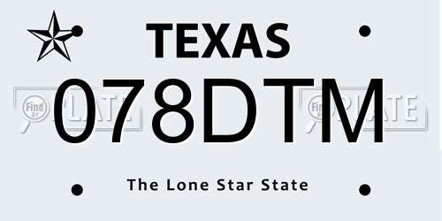 078DTM Texas License Plate