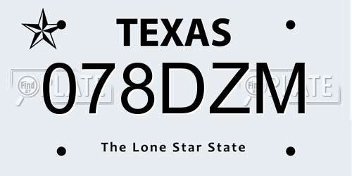 078DZM Texas License Plate